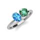 4 - Tanya Oval Shape Blue Topaz & Cushion Shape Lab Created Alexandrite 2 Stone Duo Ring 