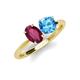 4 - Tanya Oval Shape Rhodolite Garnet & Cushion Shape Blue Topaz 2 Stone Duo Ring 