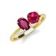 4 - Tanya Oval Shape Rhodolite Garnet & Cushion Shape Ruby 2 Stone Duo Ring 