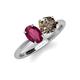 4 - Tanya Oval Shape Rhodolite Garnet & Cushion Shape Smoky Quartz 2 Stone Duo Ring 