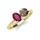 4 - Tanya Oval Shape Rhodolite Garnet & Cushion Shape Smoky Quartz 2 Stone Duo Ring 