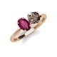 4 - Tanya Oval Shape Rhodolite Garnet & Cushion Shape Smoky Quartz 2 Stone Duo Ring 