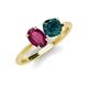 4 - Tanya Oval Shape Rhodolite Garnet & Cushion Shape London Blue Topaz 2 Stone Duo Ring 