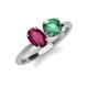 4 - Tanya Oval Shape Rhodolite Garnet & Cushion Shape Lab Created Alexandrite 2 Stone Duo Ring 