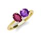 4 - Tanya Oval Shape Rhodolite Garnet & Cushion Shape Amethyst 2 Stone Duo Ring 