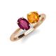4 - Tanya Oval Shape Rhodolite Garnet & Cushion Shape Citrine 2 Stone Duo Ring 
