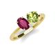 4 - Tanya Oval Shape Rhodolite Garnet & Cushion Shape Peridot 2 Stone Duo Ring 