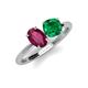 4 - Tanya Oval Shape Rhodolite Garnet & Cushion Shape Emerald 2 Stone Duo Ring 