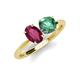 4 - Tanya Oval Shape Rhodolite Garnet & Cushion Shape Lab Created Alexandrite 2 Stone Duo Ring 
