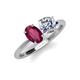 4 - Tanya Oval Shape Rhodolite Garnet & Cushion Shape Forever Brilliant Moissanite 2 Stone Duo Ring 