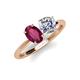 4 - Tanya Oval Shape Rhodolite Garnet & Cushion Shape Forever One Moissanite 2 Stone Duo Ring 