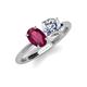 4 - Tanya Oval Shape Rhodolite Garnet & Cushion Shape GIA Certified Diamond 2 Stone Duo Ring 