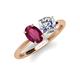 4 - Tanya Oval Shape Rhodolite Garnet & Cushion Shape IGI Certified Lab Grown Diamond 2 Stone Duo Ring 