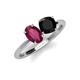 4 - Tanya Oval Shape Rhodolite Garnet & Cushion Shape Black Onyx 2 Stone Duo Ring 