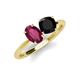 4 - Tanya Oval Shape Rhodolite Garnet & Cushion Shape Black Onyx 2 Stone Duo Ring 