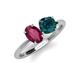 4 - Tanya Oval Shape Rhodolite Garnet & Cushion Shape London Blue Topaz 2 Stone Duo Ring 