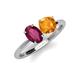 4 - Tanya Oval Shape Rhodolite Garnet & Cushion Shape Citrine 2 Stone Duo Ring 