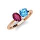 4 - Tanya Oval Shape Rhodolite Garnet & Cushion Shape Blue Topaz 2 Stone Duo Ring 