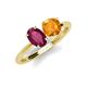 4 - Tanya Oval Shape Rhodolite Garnet & Cushion Shape Citrine 2 Stone Duo Ring 