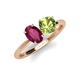 4 - Tanya Oval Shape Rhodolite Garnet & Cushion Shape Peridot 2 Stone Duo Ring 