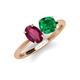 4 - Tanya Oval Shape Rhodolite Garnet & Cushion Shape Emerald 2 Stone Duo Ring 