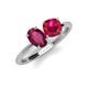 4 - Tanya Oval Shape Rhodolite Garnet & Cushion Shape Ruby 2 Stone Duo Ring 