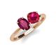 4 - Tanya Oval Shape Rhodolite Garnet & Cushion Shape Ruby 2 Stone Duo Ring 