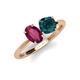 4 - Tanya Oval Shape Rhodolite Garnet & Cushion Shape London Blue Topaz 2 Stone Duo Ring 