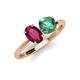 4 - Tanya Oval Shape Rhodolite Garnet & Cushion Shape Lab Created Alexandrite 2 Stone Duo Ring 