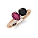 4 - Tanya Oval Shape Rhodolite Garnet & Cushion Shape Black Onyx 2 Stone Duo Ring 