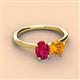 3 - Tanya Oval Shape Ruby & Cushion Shape Citrine 2 Stone Duo Ring 