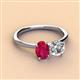 3 - Tanya Oval Shape Ruby & Cushion Shape Forever One Moissanite 2 Stone Duo Ring 