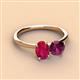 3 - Tanya Oval Shape Ruby & Cushion Shape Rhodolite Garnet 2 Stone Duo Ring 