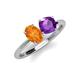 4 - Tanya Oval Shape Citrine & Cushion Shape Amethyst 2 Stone Duo Ring 