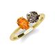 4 - Tanya Oval Shape Citrine & Cushion Shape Smoky Quartz 2 Stone Duo Ring 