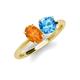 4 - Tanya Oval Shape Citrine & Cushion Shape Blue Topaz 2 Stone Duo Ring 