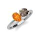 4 - Tanya Oval Shape Citrine & Cushion Shape Smoky Quartz 2 Stone Duo Ring 
