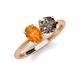 4 - Tanya Oval Shape Citrine & Cushion Shape Smoky Quartz 2 Stone Duo Ring 
