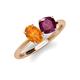 4 - Tanya Oval Shape Citrine & Cushion Shape Rhodolite Garnet 2 Stone Duo Ring 
