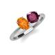 4 - Tanya Oval Shape Citrine & Cushion Shape Rhodolite Garnet 2 Stone Duo Ring 