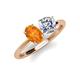 4 - Tanya Oval Shape Citrine & Cushion Shape IGI Certified Lab Grown Diamond 2 Stone Duo Ring 