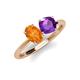4 - Tanya Oval Shape Citrine & Cushion Shape Amethyst 2 Stone Duo Ring 
