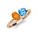 4 - Tanya Oval Shape Citrine & Cushion Shape Blue Topaz 2 Stone Duo Ring 