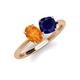 4 - Tanya Oval Shape Citrine & Cushion Shape Blue Sapphire 2 Stone Duo Ring 