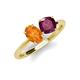 4 - Tanya Oval Shape Citrine & Cushion Shape Rhodolite Garnet 2 Stone Duo Ring 
