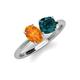4 - Tanya Oval Shape Citrine & Cushion Shape London Blue Topaz 2 Stone Duo Ring 