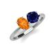 4 - Tanya Oval Shape Citrine & Cushion Shape Blue Sapphire 2 Stone Duo Ring 