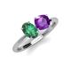 4 - Tanya Oval Shape Lab Created Alexandrite & Cushion Shape Amethyst 2 Stone Duo Ring 