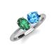 4 - Tanya Oval Shape Lab Created Alexandrite & Cushion Shape Blue Topaz 2 Stone Duo Ring 