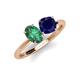 4 - Tanya Oval Shape Lab Created Alexandrite & Cushion Shape Blue Sapphire 2 Stone Duo Ring 